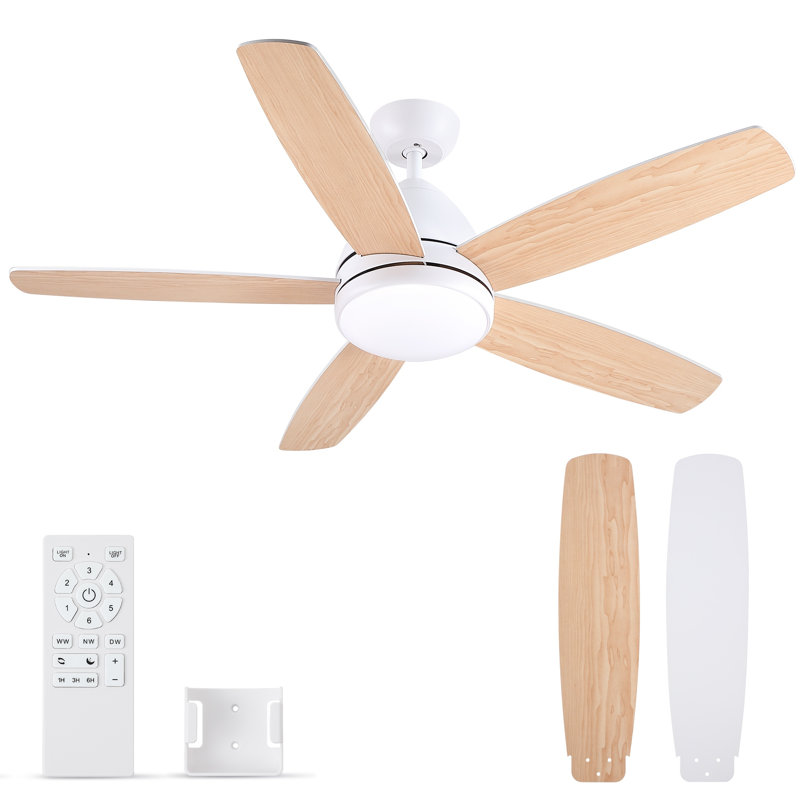 52 in. Indoor White Smart Ceiling Fan with Integrated LED Light Kit, Work With Tuya APP and Smart Assistant Devices, White