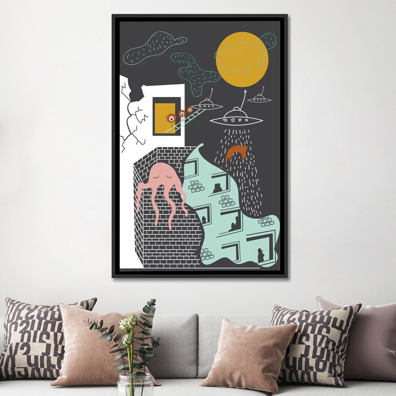 « facts », impression sur toile tendue, H 26 po x l 18 po x P 1,5 po, Toile avec cadre noir, Pas de tapis