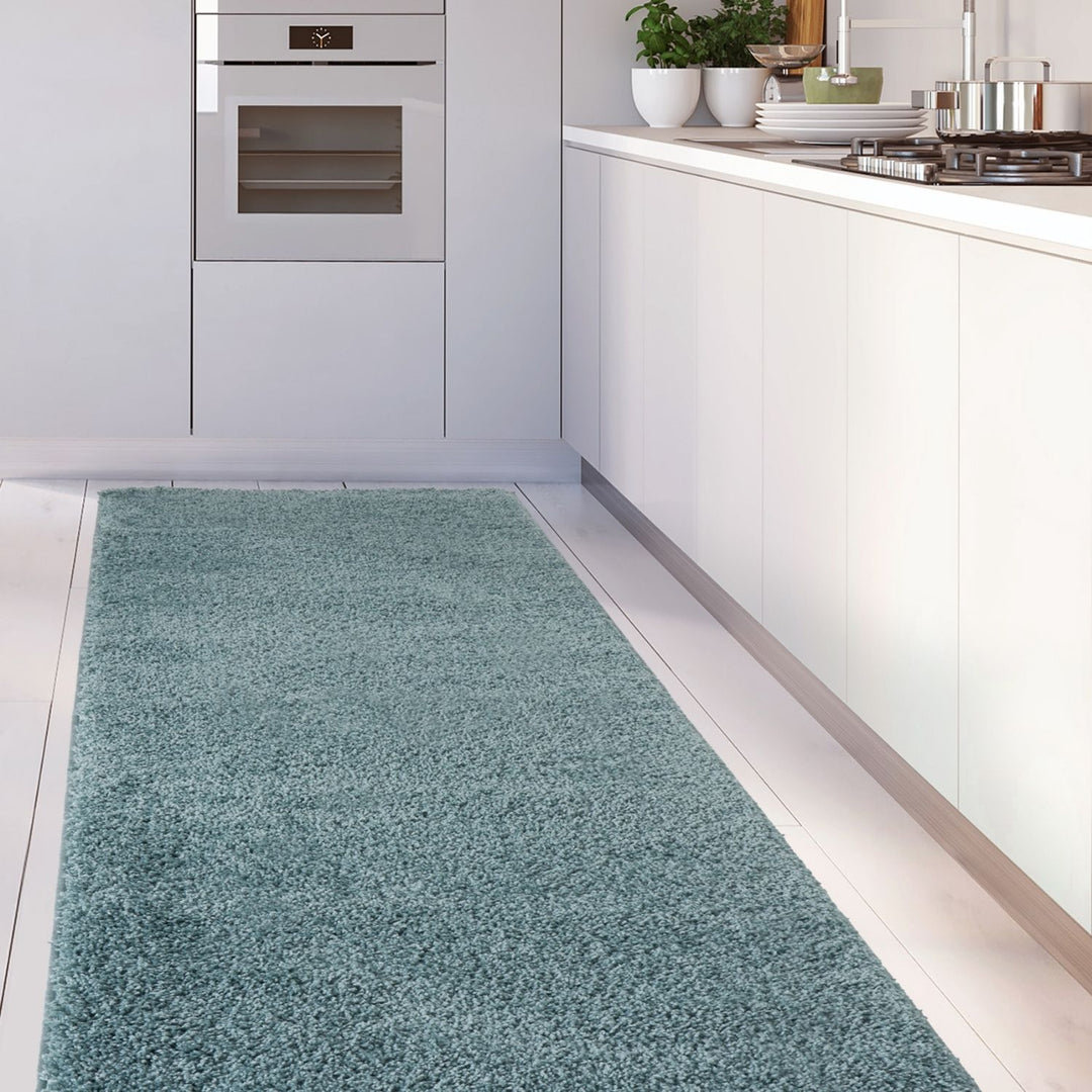 Myshaggy Collection Rugs Solid Design in Duck egg blue