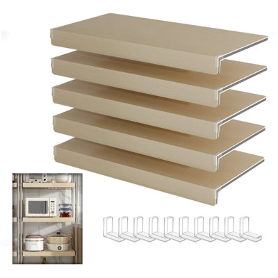(24 INCH) 5 Pcs Wire Shelf Covers Foamed PVC Wire Rack Covers For Removable Closet (Not Wood) Pantry Shelves For Cabinet Bathroom Kitchen Shelving Decoration ( OAK Color )