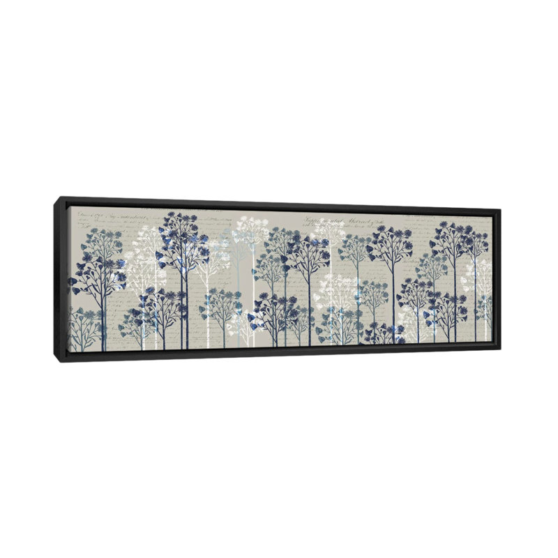 Floral Trees I par Fab Funky - Impression sur toile tendue sur châssis, H 12 po x l 36 po x P 1,5 po, Cadre noir