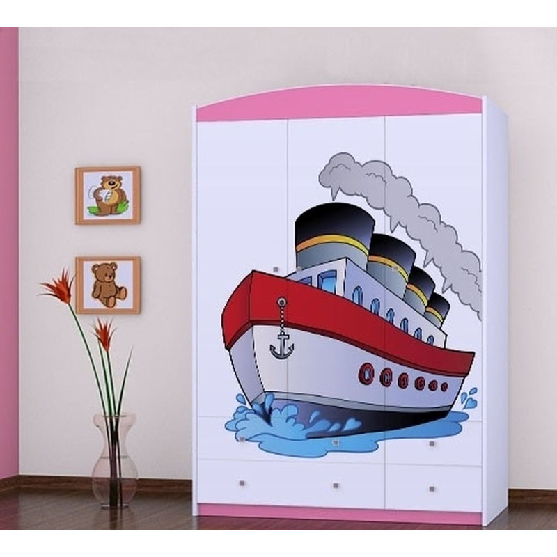Jeb 3 Door Wardrobe, Pink