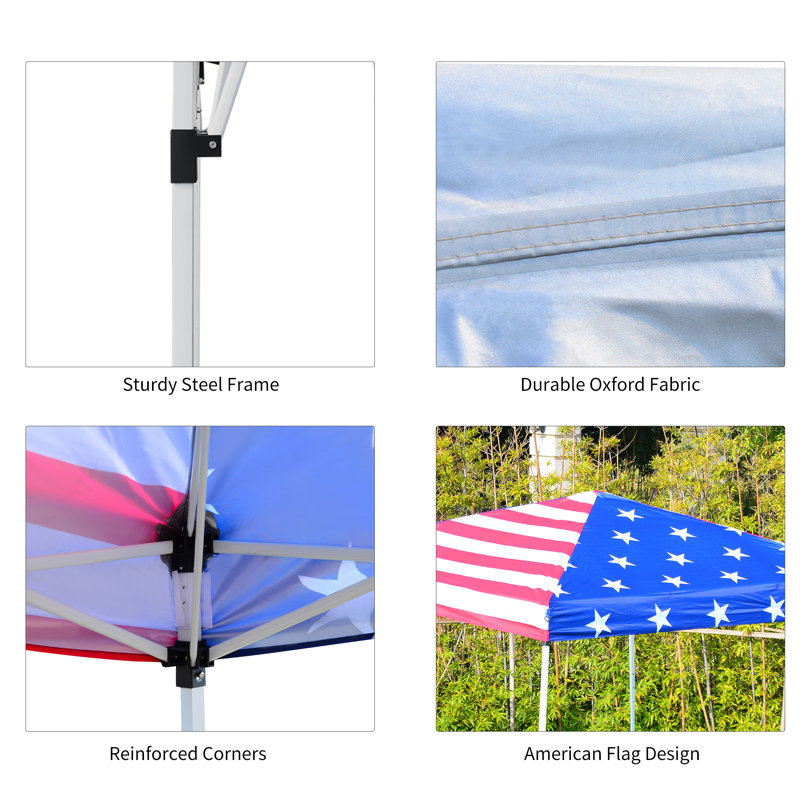 American Flag 10' x 10' Slant Leg Pop-Up Canopy Tent