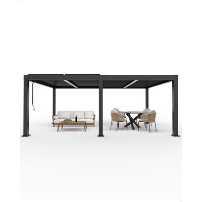 All-Aluminum Frame Louvered Pergola - Adjustable Roof with Integrated Drainage, Reinforced Weather-Resistant Gazebo for Garden, 12x16 FT