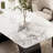 Modern Rectangular Dining Table, Glossy White Kitchen Table with Sintered Stone Table-top, N-Shaped Steel Legs-618410751