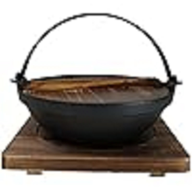 Large Cast Iron Japanese Sukiyaki Shabu Nabe Cooking Hot Pot With Trivet 9.5"D