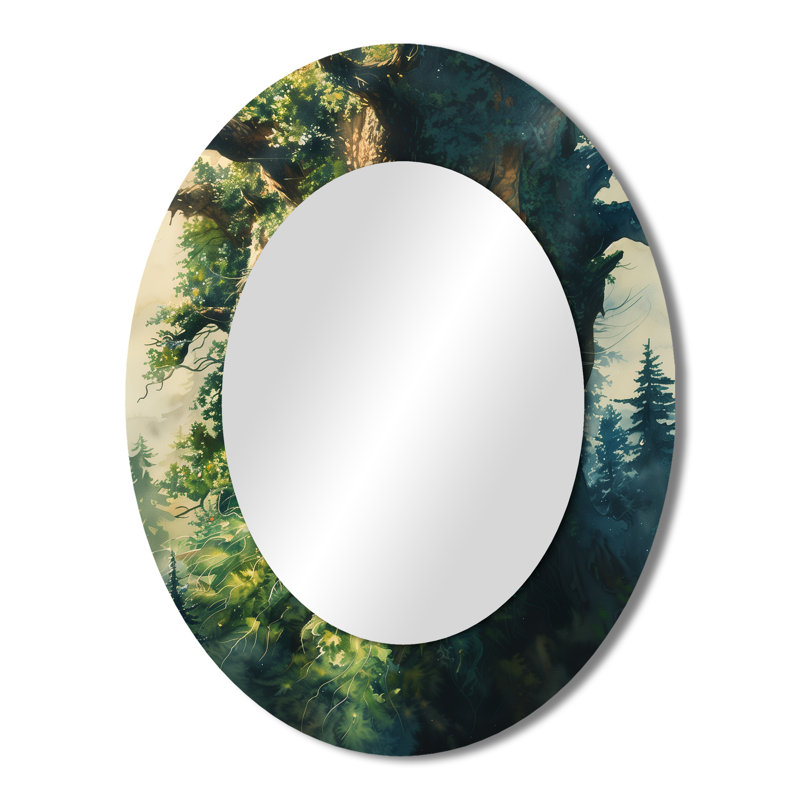 Miroir mural vert moderne Green Forest Titan Giants I, 43 po x 33 po