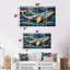 Baleine inuit dans des tons bleus et jaunes - ensemble d'art mural sur toile baleine-626318075