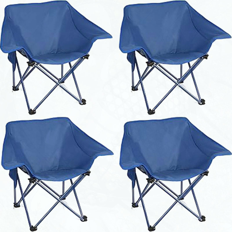 Portable Folding Camping Chairs with Padded Seat, Set of 4, Blue