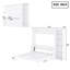 Grand lit blanc avec bureau et tablettes de rangement pour livres, bois de pin de qualité, rangement pour la vie en chalet avec rangement, espaces Loft Solution-305643068-305643070