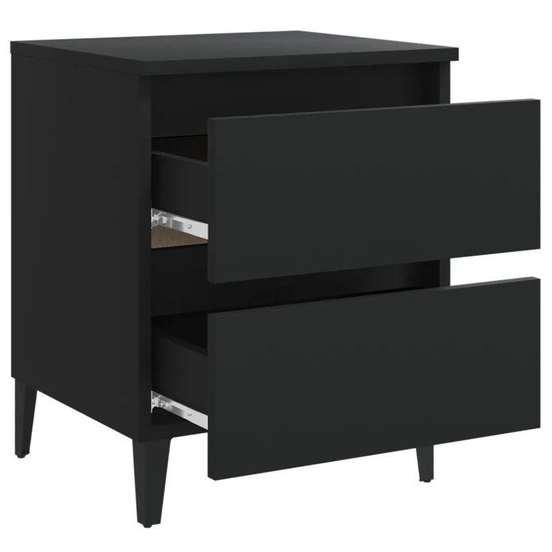 Smethwick Bed Cabinets 2 pcs 40x35x50 cm Engineered Wood, Black, 2