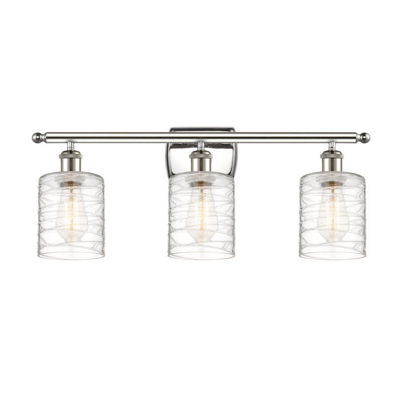Éclairage de salle de bain à intensité variable à 3 lumières Leilani, Ampoule incandescente rétro de 60 watts, Nickel poli