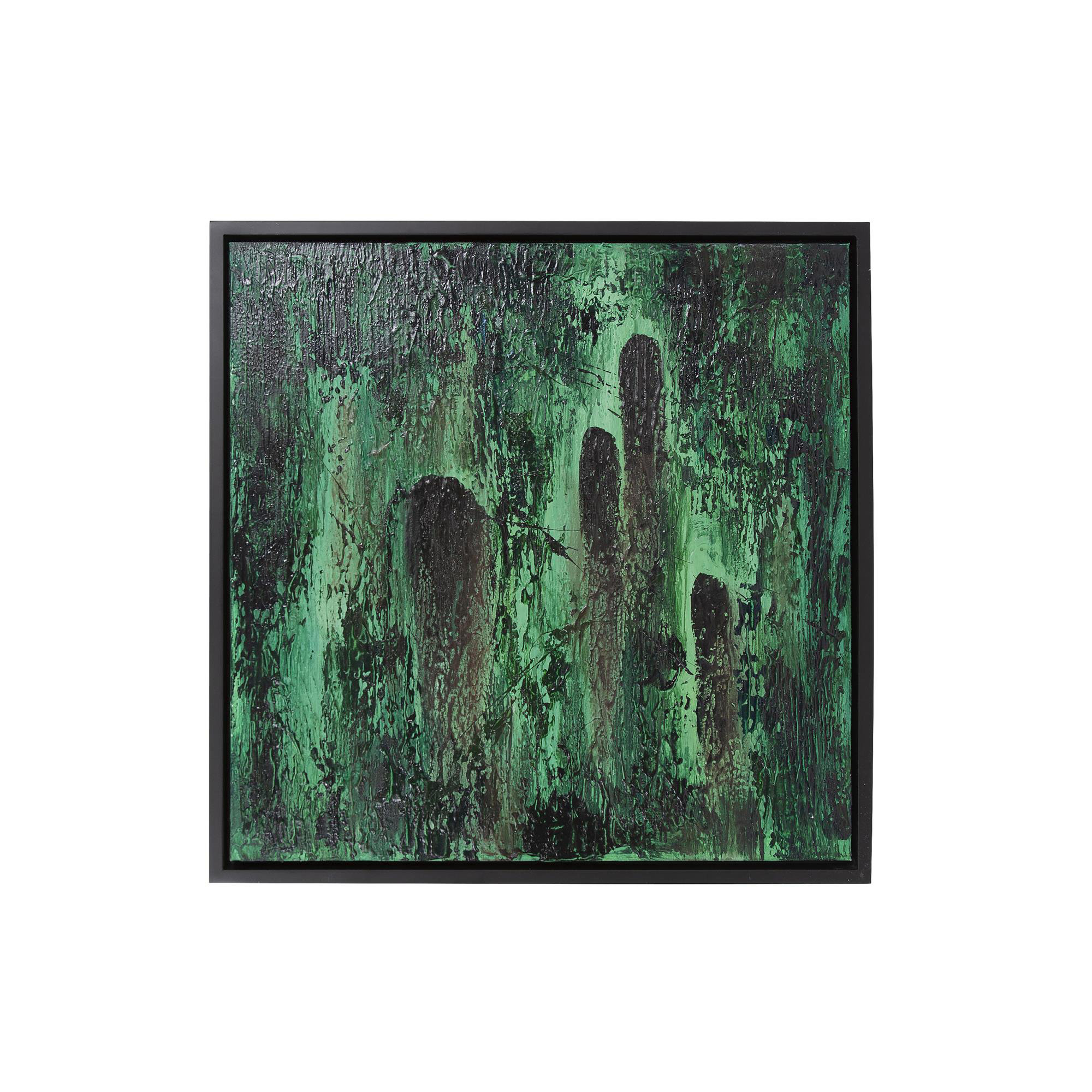 Comet Yellow Flare Hand Painted Original Art, Green