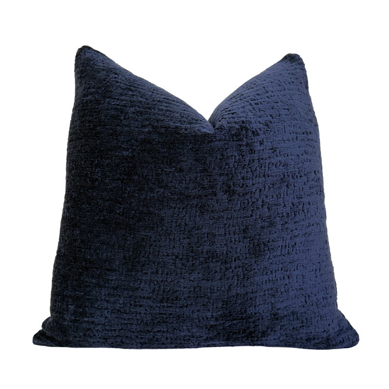 Housse de coussin en chenille unie, H 22 po x l 22 po 2, Bleu