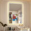 Miroir de salle de bain à DEL Bluetooth avec cadre en aluminium, certifié FCC et ETL, antibuée, température de couleur 3, intensité variable, miroir mural avant et rétroéclairé-1335960410-1335960411