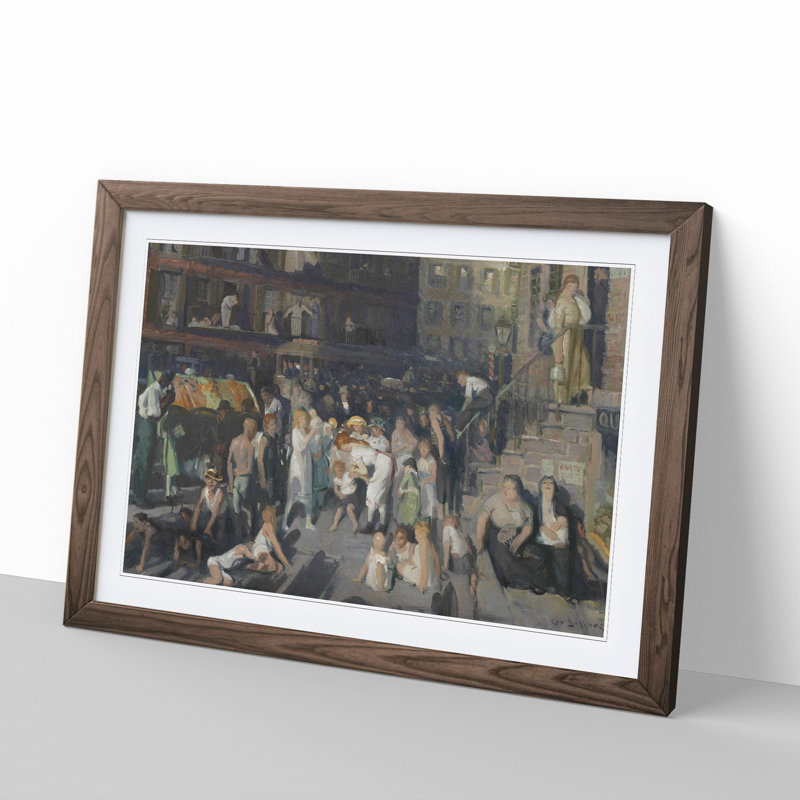 Cliff Dwellers by George Bellows - Picture Frame Painting, Walnut Framed, 27cm H x 36cm W x 2cm D
