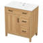Meuble-lavabo de 30 po en bois avec cadre en bois massif, 1 porte à fermeture douce, 2 tiroirs à fermeture douce, tablette réglable, armoire de rangement moderne