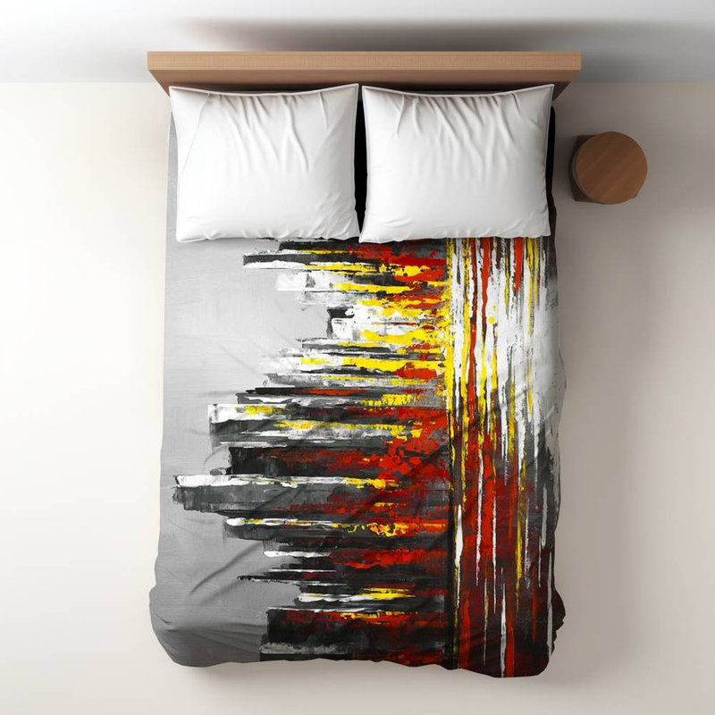 Abstract Red Skyline Duvet Cover - Industrial Bedroom Decor