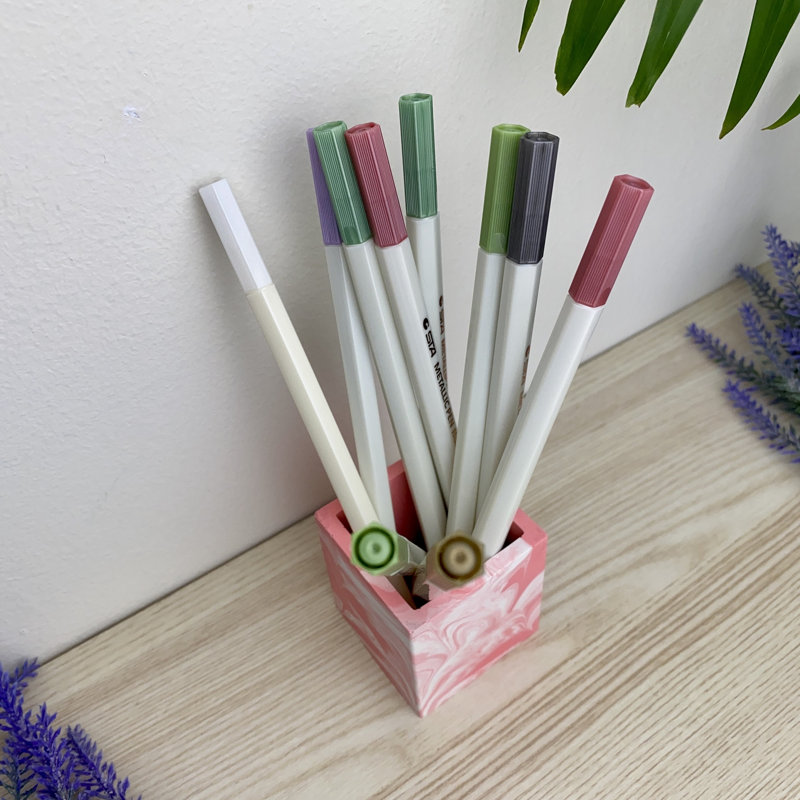 Neomi Square Pen Pot, Pink