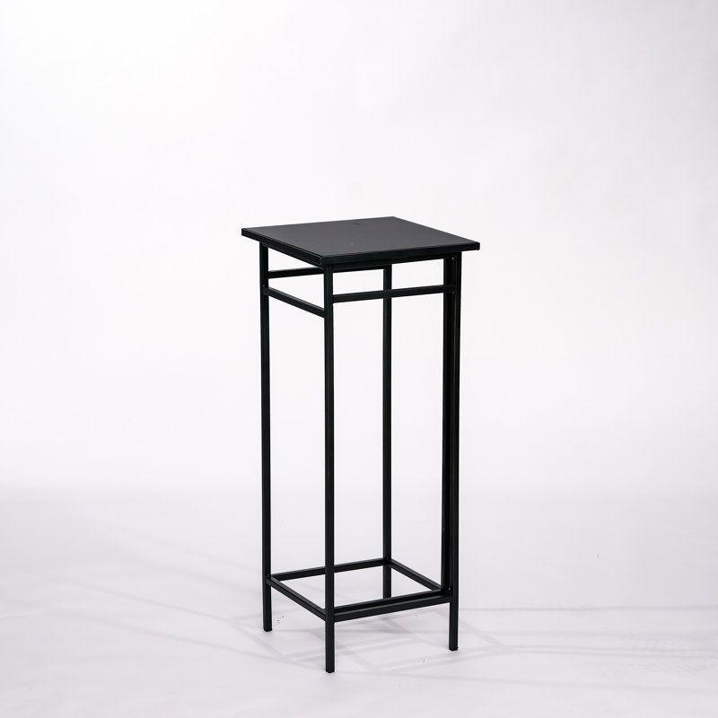 La table d'appoint en acier Intrepid, style 1 avec plateau en pierre naturelle, H 30 po x l 12,5 po x P 12,5 po