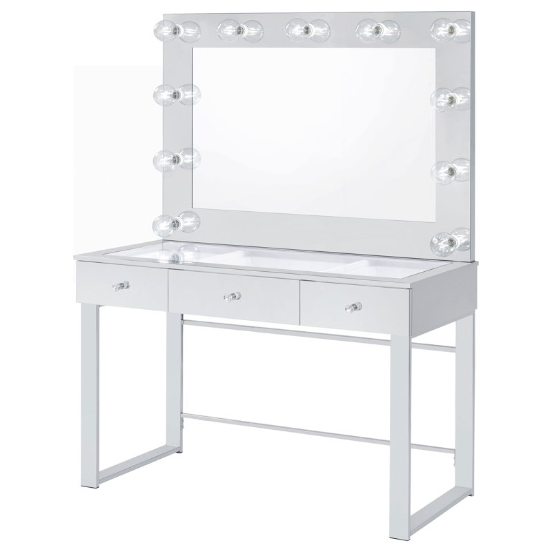 Coiffeuse 3 tiroirs avec miroir et maquillage moderne