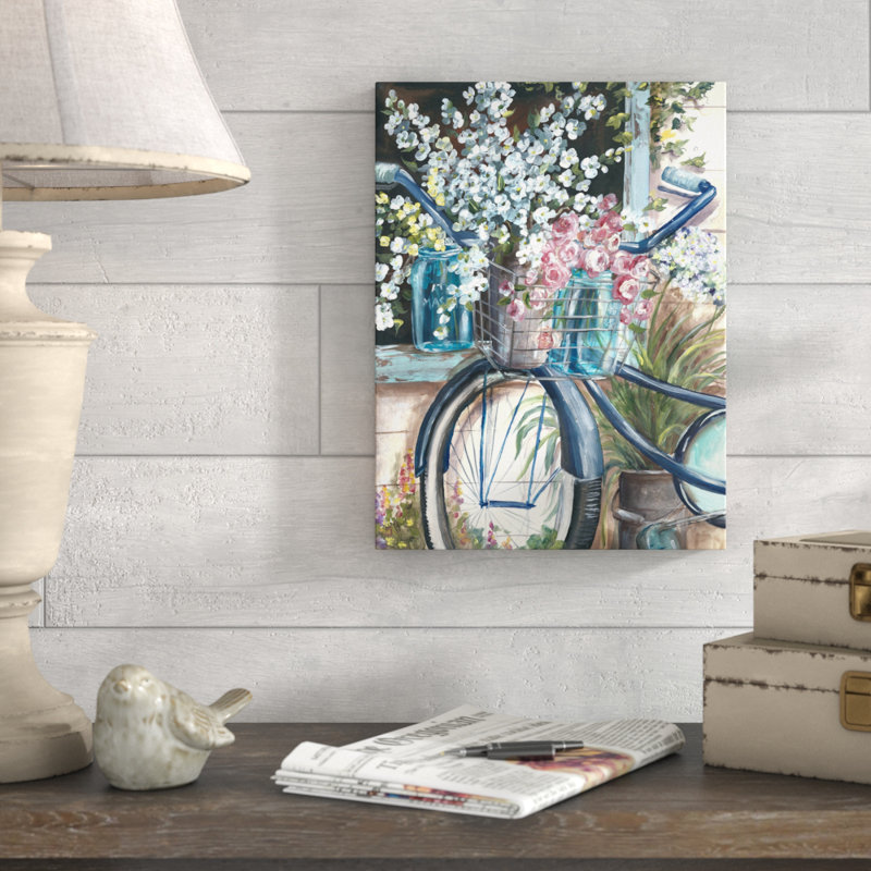 " Vintage Bicycle And Mason Jar " by Tre Sorelle Studios, 16" H x 12" W
