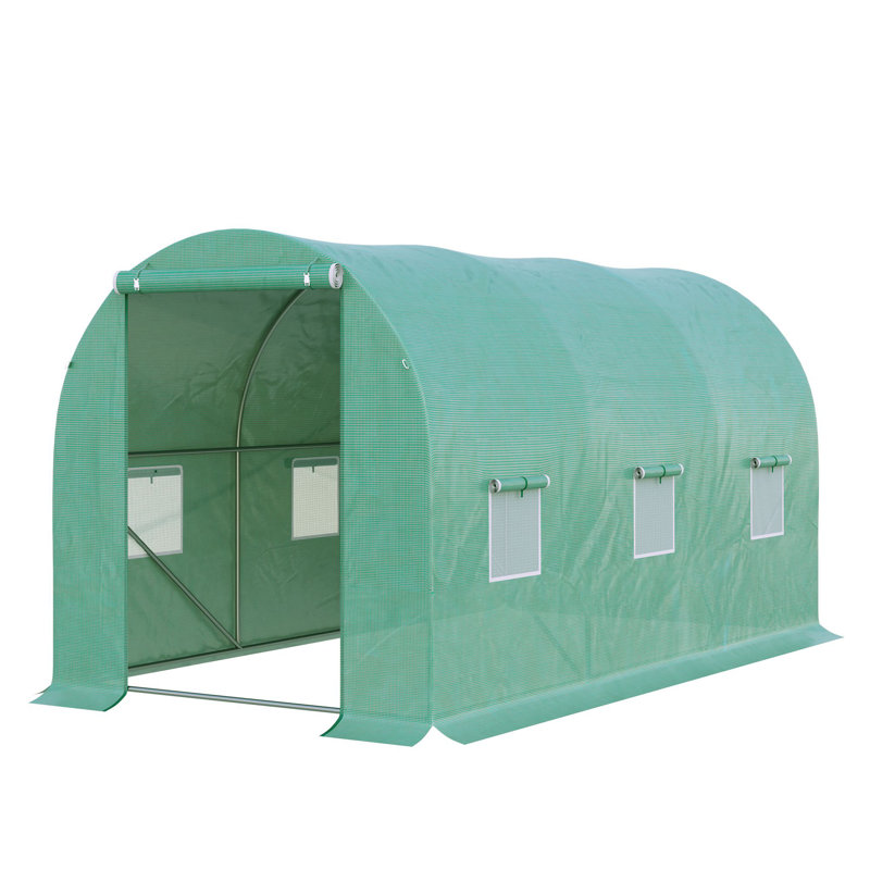 Selden Traditional Polytunnel Greenhouse With Roll-Up Door And UV-Resistant PE Cover