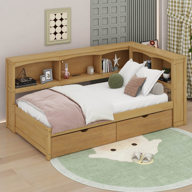 Joeanna Twin Size Daybed With Two Drawers, Cabinets And USB Ports, Wood