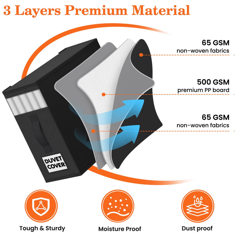 Organisateur de draps et rangement, organisateur de draps pour placard, rangement sous le lit et organisation avec étiquettes et fenêtre transparente, paquet de 6, noir