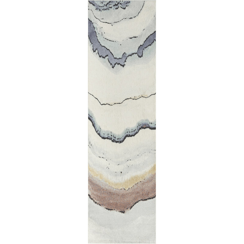 Tapis marbré moderne multicolore Dahlia, Tapis de couloir 2 pi 1 po x 7 pi 4 po