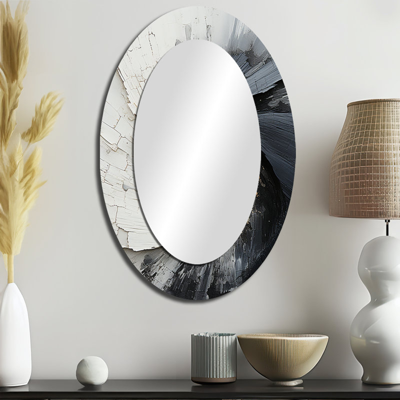 Contrasting Harmony III - Modern Oval Wall Mirror, 36" x 24"