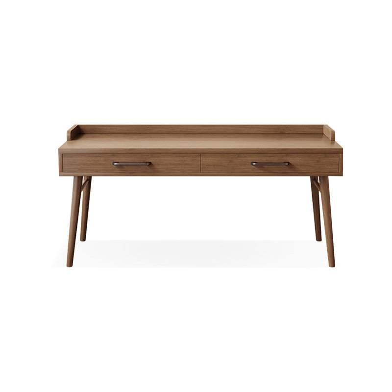 Bureau rectangulaire en bois massif avec tiroirs Walnut, H 29,53 po x l 55,12 po x P 23,62 po