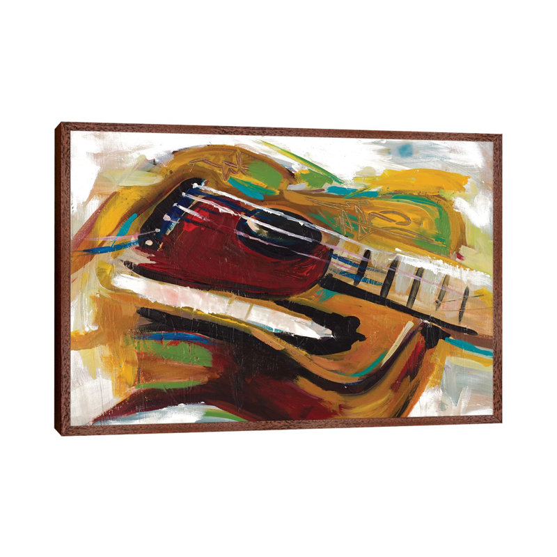 Colorful Guitar by Andy Beauchamp - Painting on Canvas, Classic Brown Wood Framed, 152.5 cm H x 101.5 cm W