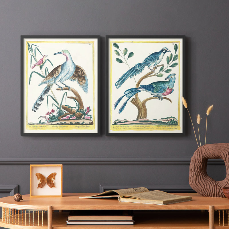 «Pastel Birds V-Premium», reproduction encadrée prête à accrocher - aucun clou requis - aucun clou requis, H 15 po x l 24 po