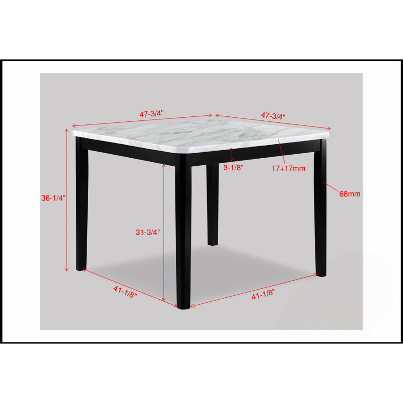 Table de salle à manger rectangulaire rétro 88 po Bistro, H 36 po x l 48 po x P 48 po
