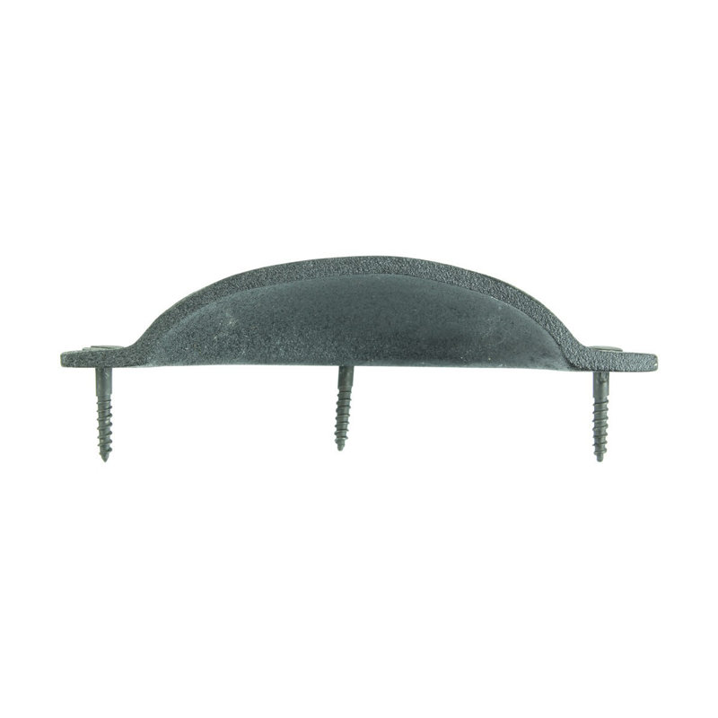 Black Wrought Iron Cup Bin Pulls with Mounting Hardware, Set of 6