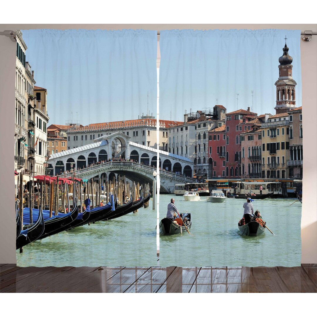 Rustikaler Vorhang, Venedig Gondel Canal Foto, Italien, Mehrfarbig