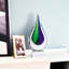 Sculpture de table abstraite moderne en verre de Murano 11 "bleu clair et vert Mitford-414197062