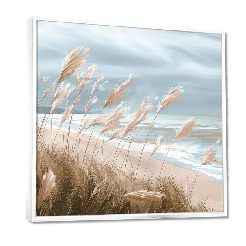 «Beach Scene With Tall Pampas Grass I», reproduction d'art sur la plage, H 30 po x l 30 po x P 1 po