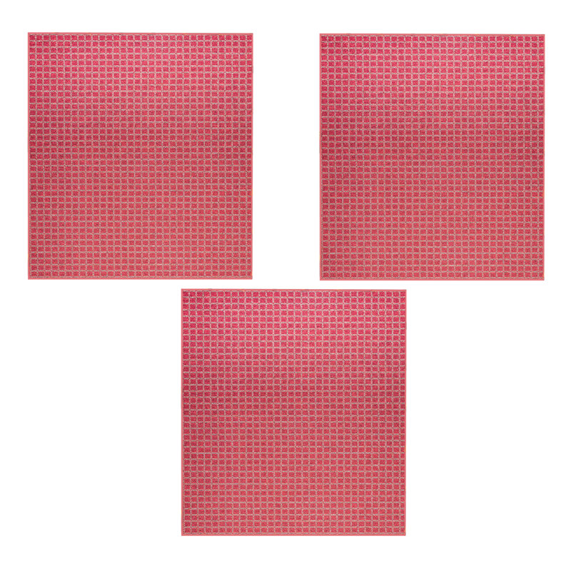 Tapis rouge intérieur / extérieur en polyester touffeté à la machine Kymbree, Carré 3 pi