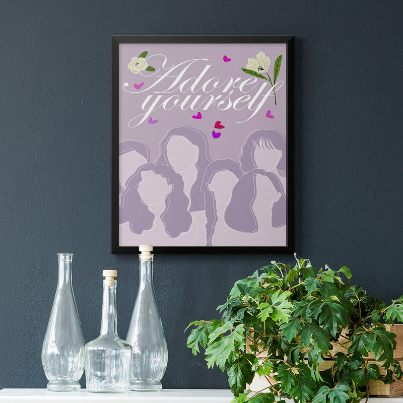 «Happy Galentine's Day Collection B», toile encadrée de qualité supérieure - prête à être accrochée, H 24 po x l 20 po, Noir