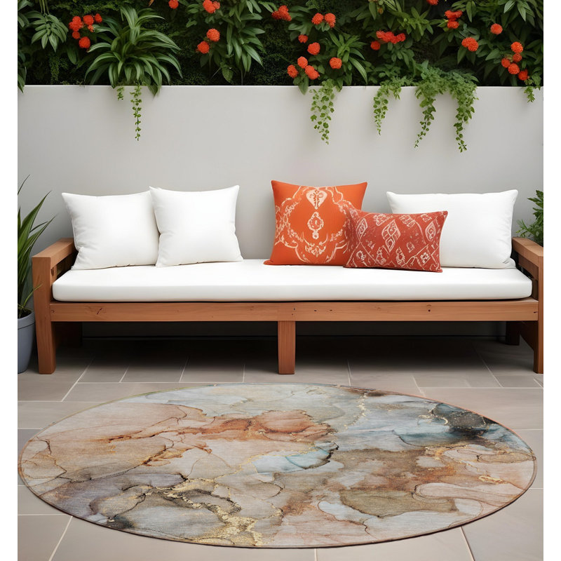 Tapis d'intérieur rond 8 po beige