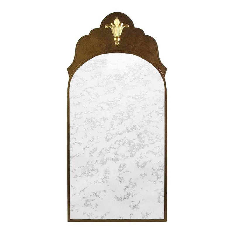Fleur De Lis Industrial Accent Mirror, 65" H x 30" W, Bronze Brass/Antique French Gold/Antiqued Mirror