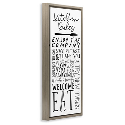 Kitchen Rules Typography Framed Floater Canvas Wall Art by Nicole DeCamp