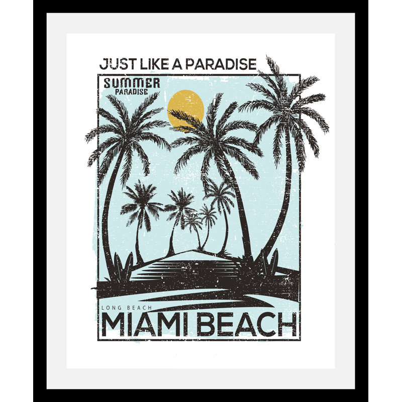 Miami Beach - Single Picture Frame Print, 70cm H x 50cm W