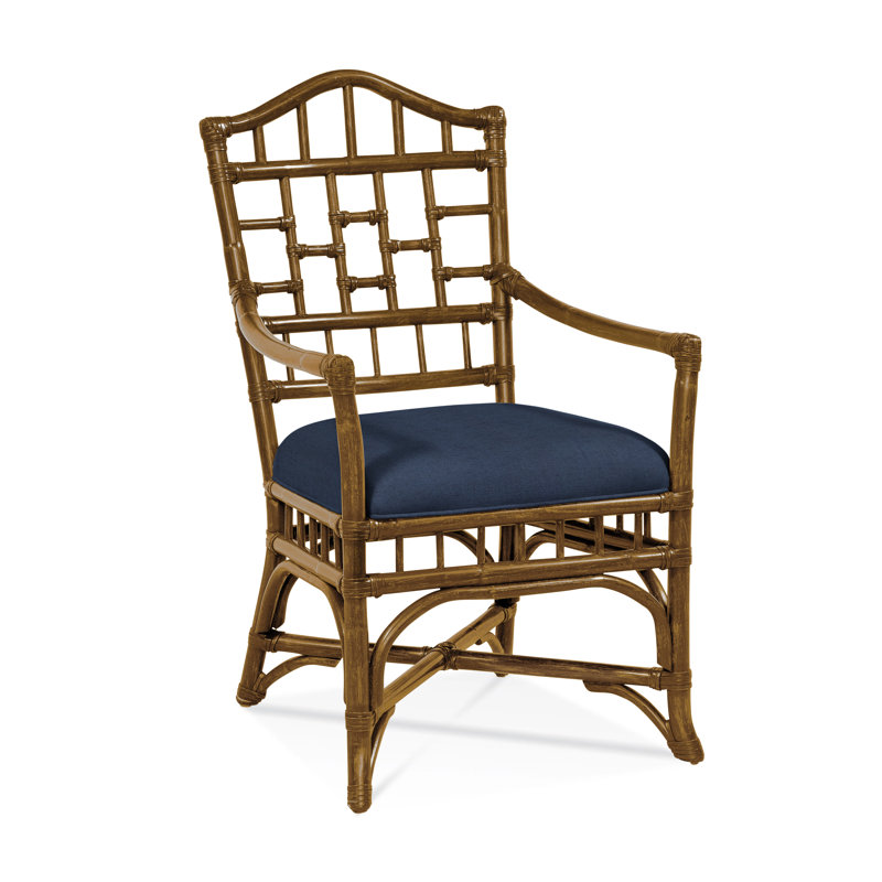 Chippendale Upholstered Arm Chair, Havana, White Textured Performance; 0865-91