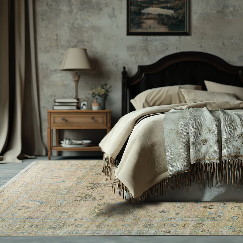 Elegant Hand Knotted Wool Brown and Blue Oushak Rug, 8' x 10'