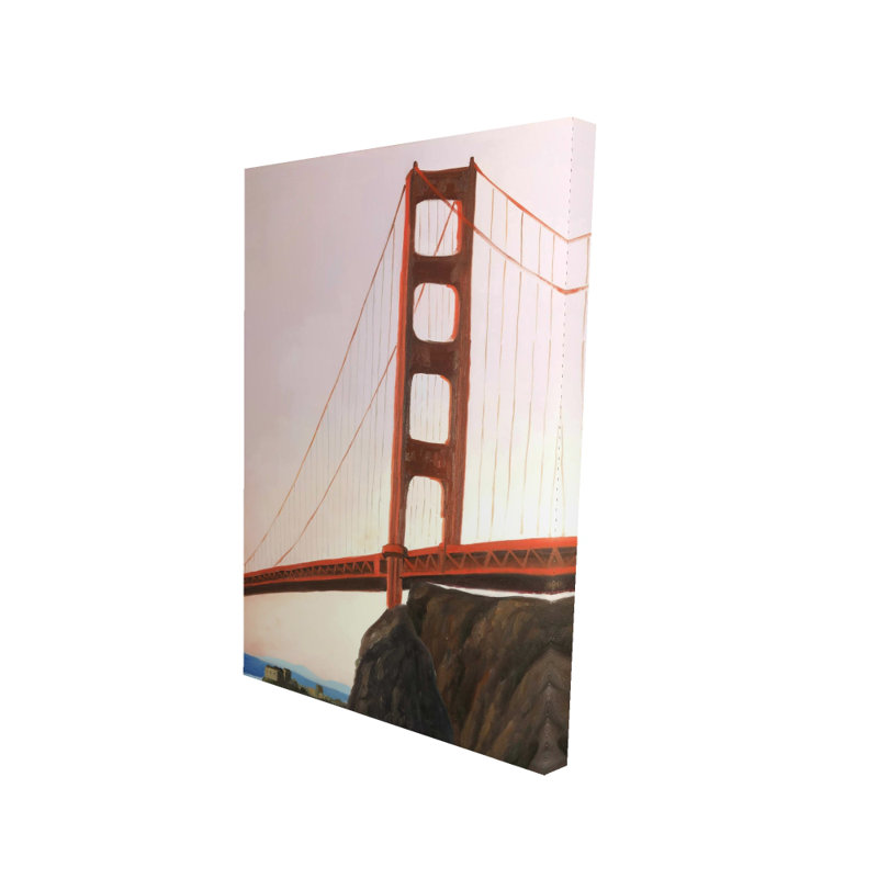 Coucher de soleil sur le pont Golden Gate - art mural sur toile rouge