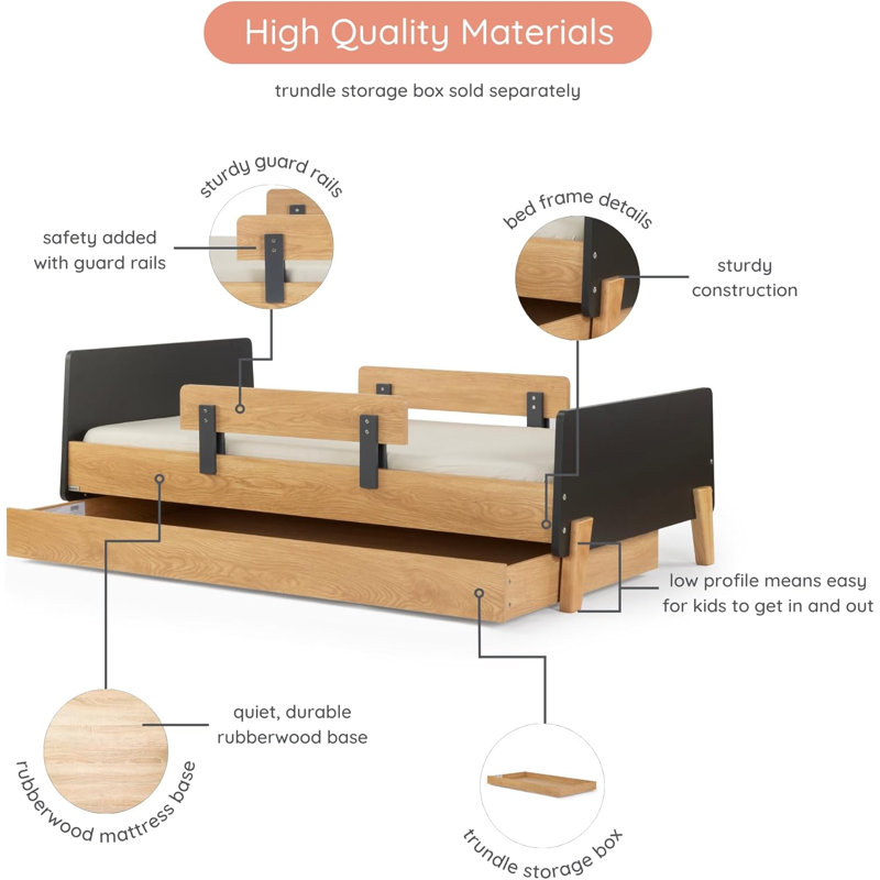 Fun Twin Bed, Graphite/Red Oak