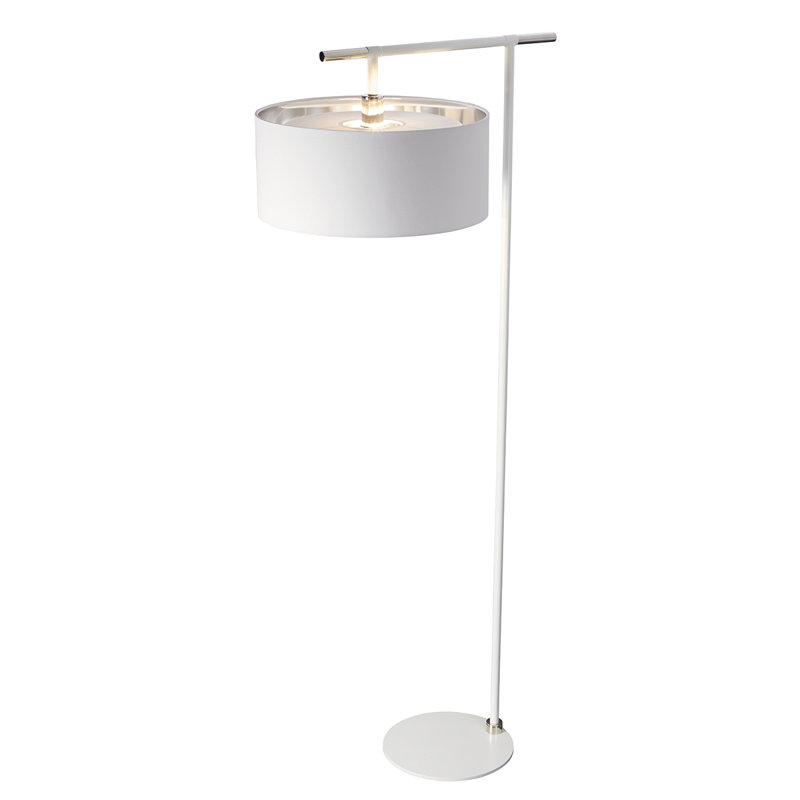 Lampe sur pied 64 po Isler, Nickel poli / blanc